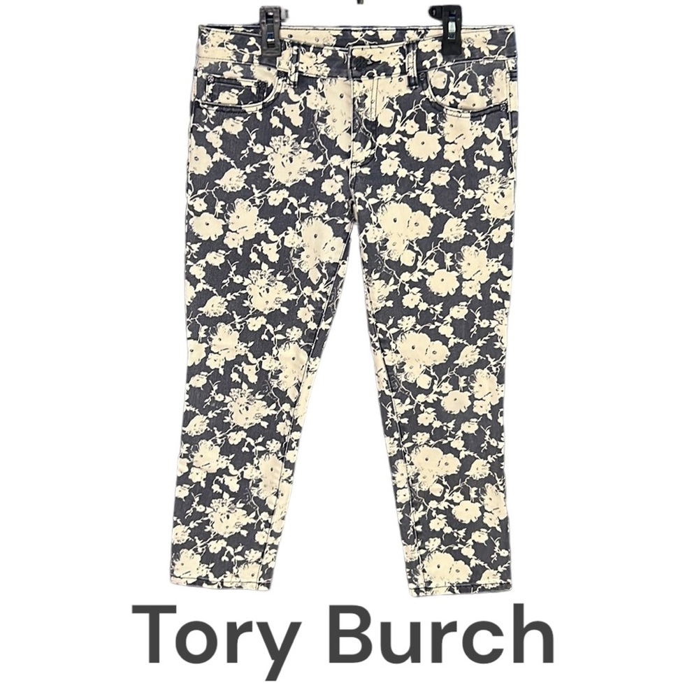 Tory Burch Ankle Crops Blue & White Size 28